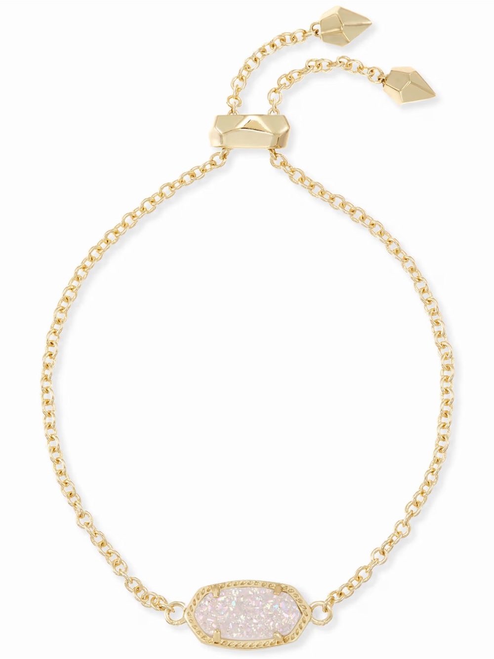Elaina Gold Adjustable Chain Bracelet in Iridescent Drusy